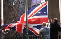 Union flag taken down outside EU Council building in Brussels